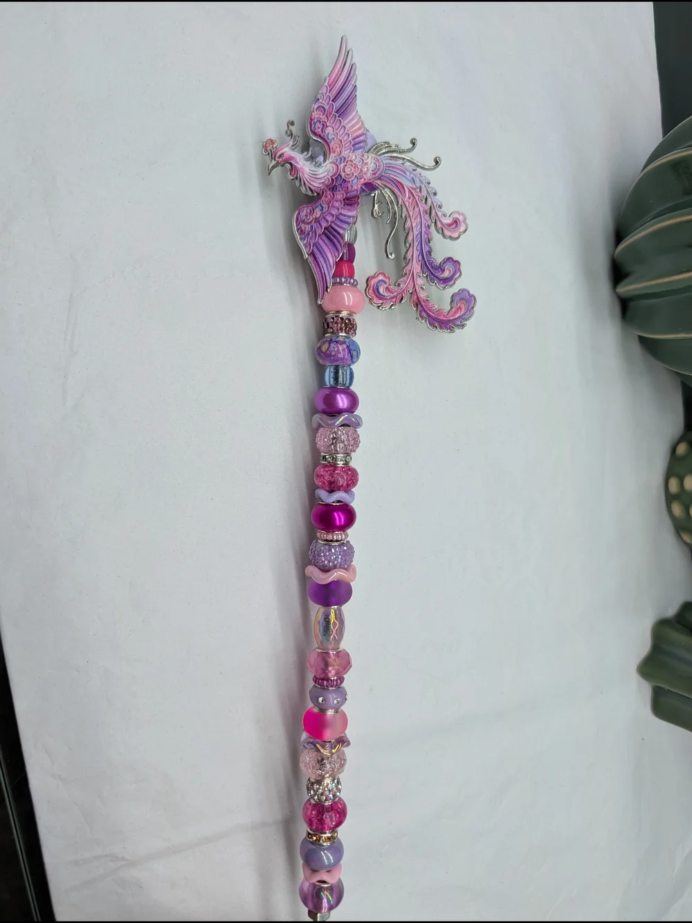 Hand Made Fairy Wand/Plant/Garden Stake W/Phoenix Topper